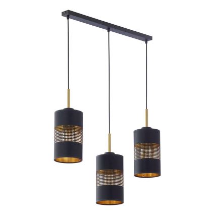 Suspension LED sur câble BOGART 3xE27/15W/230V noir/doré