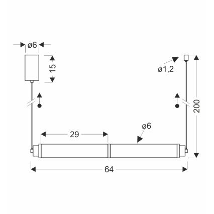 Suspension LED sur câble CORTE LED/18W/230V noire
