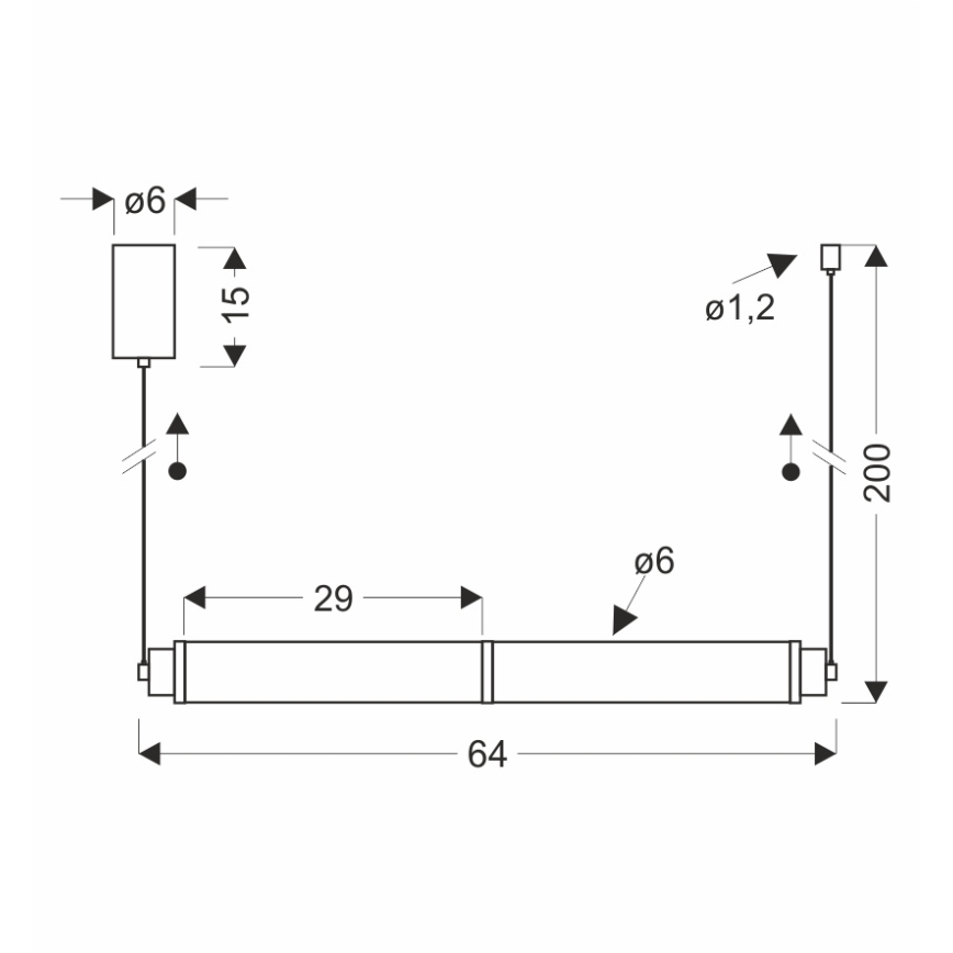 Suspension LED sur câble CORTE LED/18W/230V noire