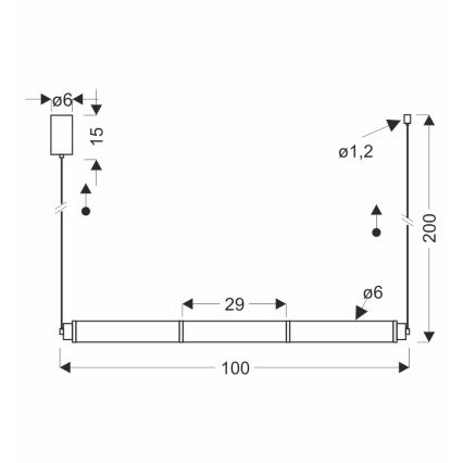 Suspension LED sur câble CORTE LED/25W/230V noire