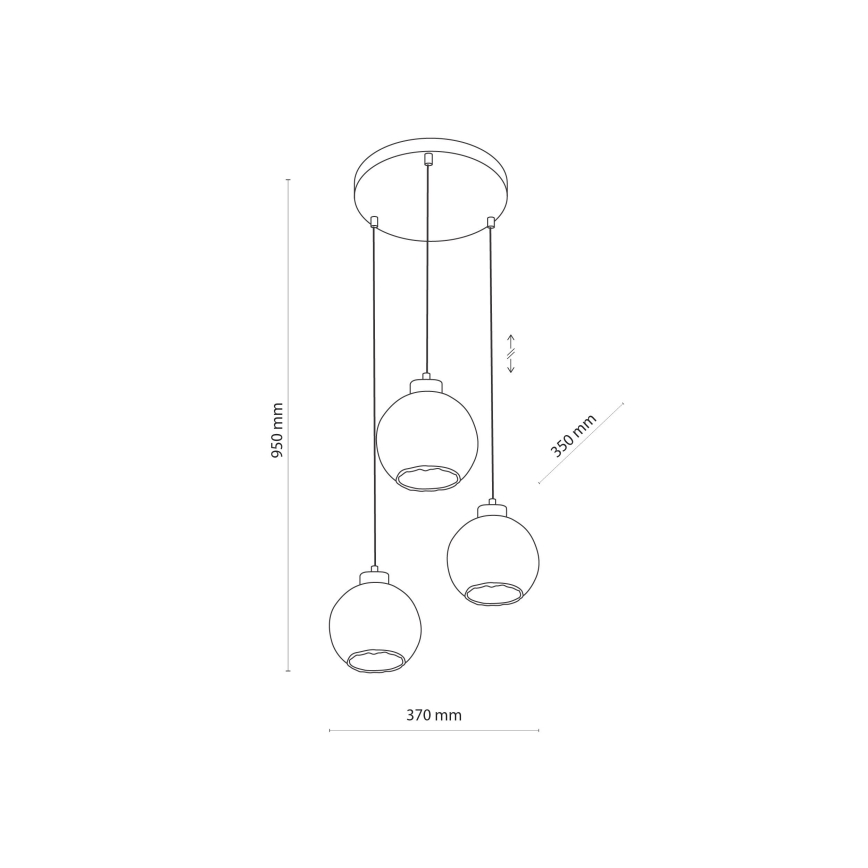 Suspension LED sur câble DEVI 3xE27/15W/230V noir/beige fumé