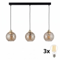Suspension LED sur câble DEVI 3xE27/15W/230V noir/beige fumé