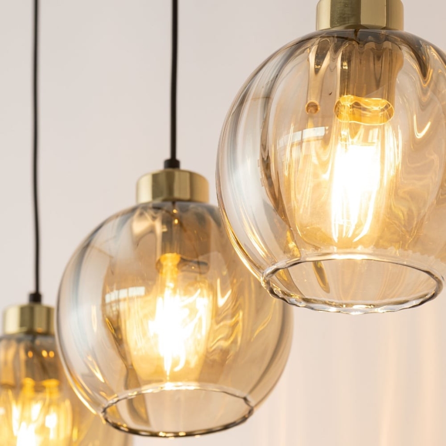 Suspension LED sur câble DEVI 3xE27/15W/230V noir/beige fumé