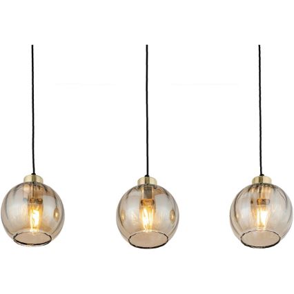 Suspension LED sur câble DEVI 3xE27/15W/230V noir/beige fumé