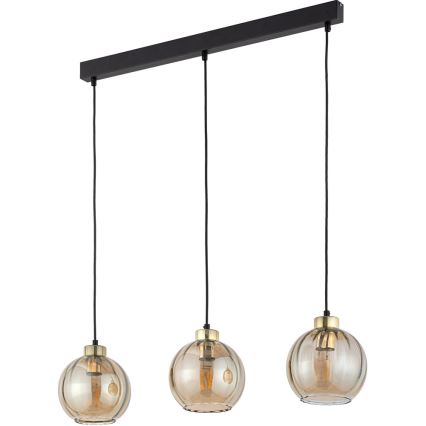 Suspension LED sur câble DEVI 3xE27/15W/230V noir/beige fumé