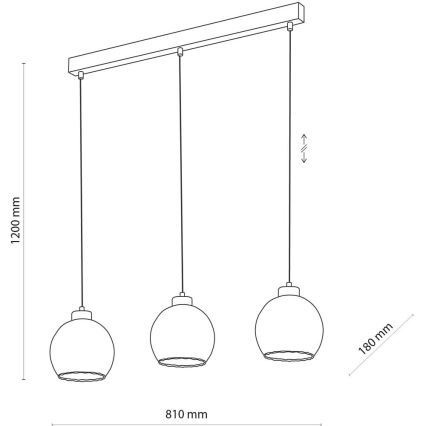 Suspension LED sur câble DEVI 3xE27/15W/230V noir/beige fumé