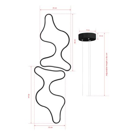 Suspension LED sur câble DUPLE ARTISAN LED/80W/230V 4000K noire