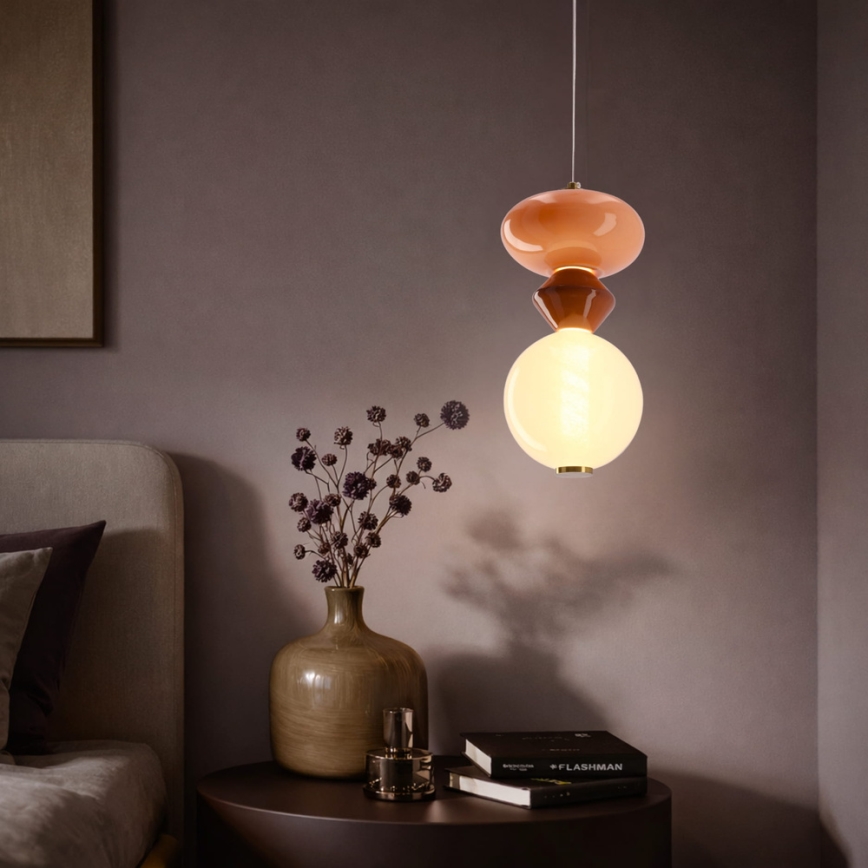 Suspension LED sur câble FLORES LED/10W/230V doré/orange/marron