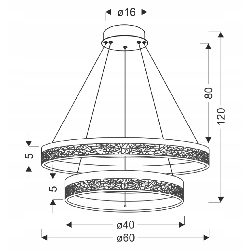 Suspension LED sur câble FROZI LED/38W/230V Ø 60 cm noir