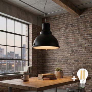 Suspension LED sur câble INDUSTRY 1xE27/60W/230V, noire