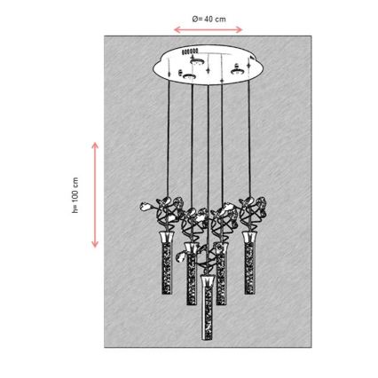 Suspension LED sur câble PIGEON 5xLED/6W/230V 6500K chrome brillant
