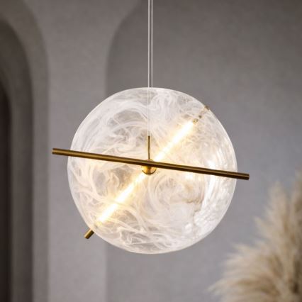 Suspension LED sur câble RELAX LED/15W/230V doré/blanc