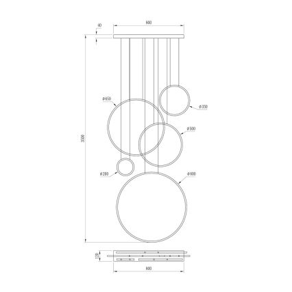 Suspension LED sur câble SATURNO LED/100W/230V noir