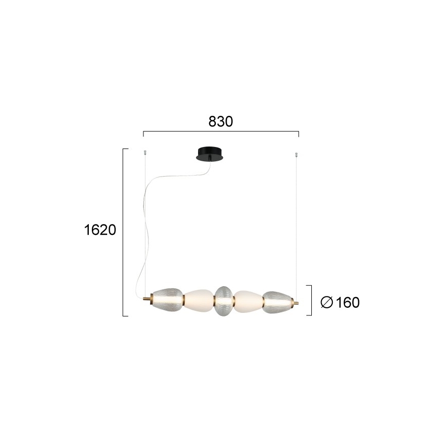 Suspension LED sur câble SHINY LED/23W/230V blanc/doré