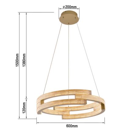 Suspension LED sur câble TARJA LED/36W/230V 3000/4000/6000K Ø 60 cm dorée