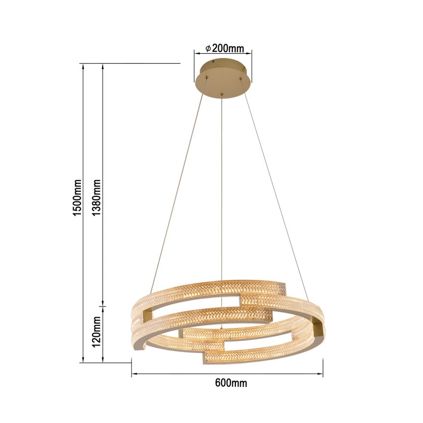Suspension LED sur câble TARJA LED/36W/230V 3000/4000/6000K Ø 60 cm dorée