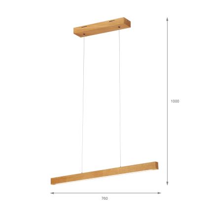 Suspension LED sur câble VERDE LED/18W/230V 3000K 76 cm chêne