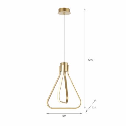 Suspension LED sur câble ZING LED/19W/230V dorée