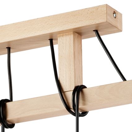 Suspension sur câble LEON 5xE27/60W/230V hêtre