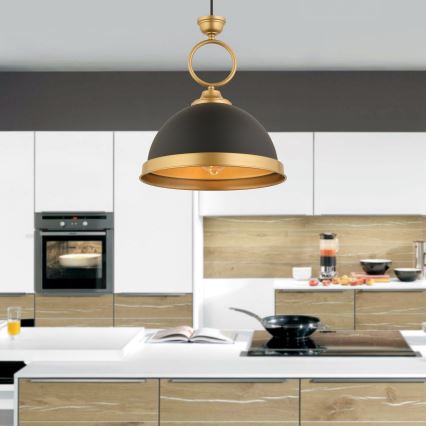 Suspension MONZA sur câble 1xE27/40W/230V Ø 30 cm noir/bronze