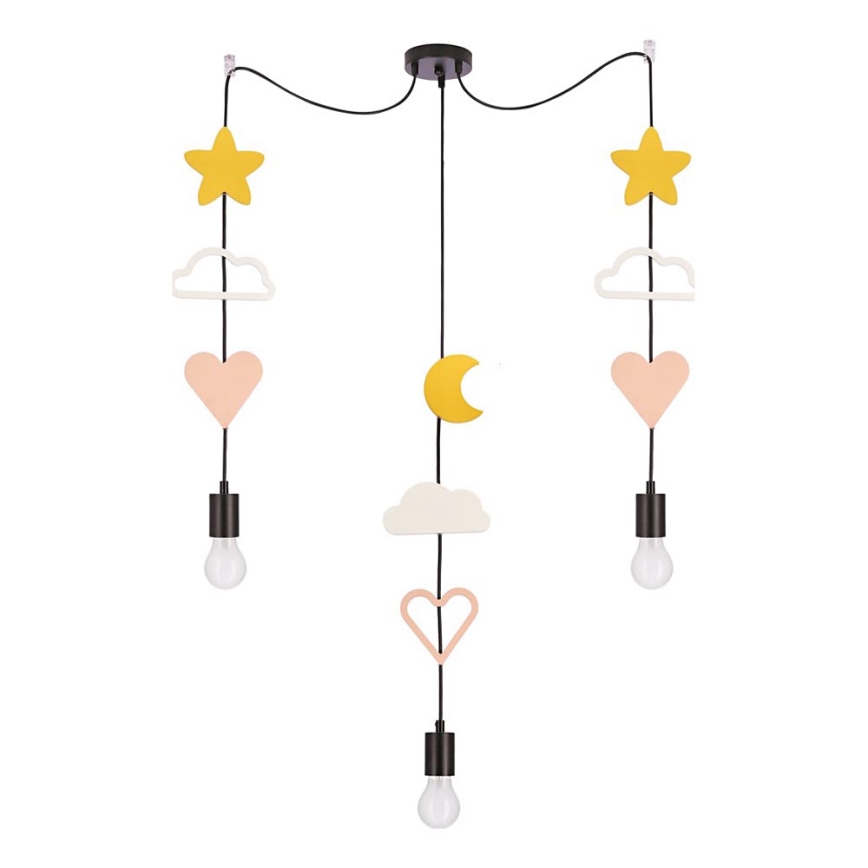 Suspension pour chambre d'enfant TRIO 3xE27/20W/230V jaune/blanc/rose
