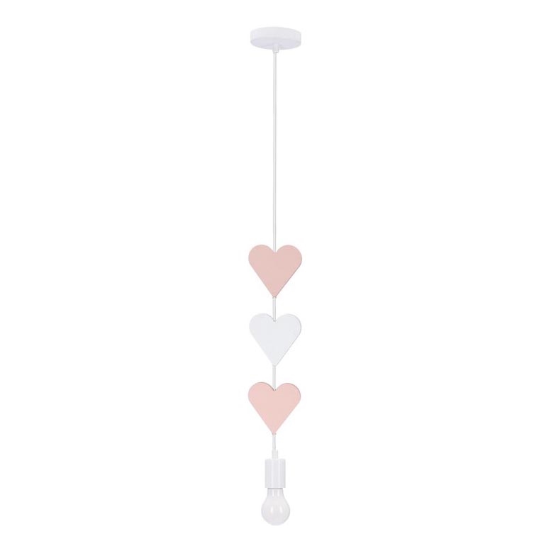 Suspension pour enfant à câble HEART 1xE27/20W/230V rose/blanc