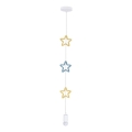 Suspension pour enfant à câble STARS 1xE27/20W/230V jaune/bleu/blanc