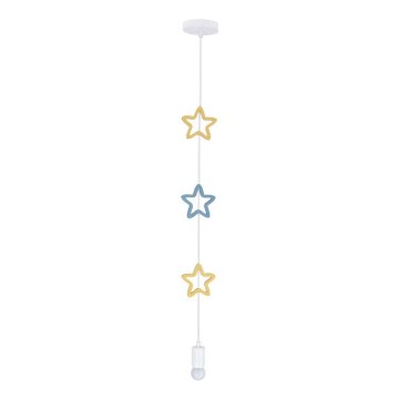 Suspension pour enfant à câble STARS 1xE27/20W/230V jaune/bleu/blanc