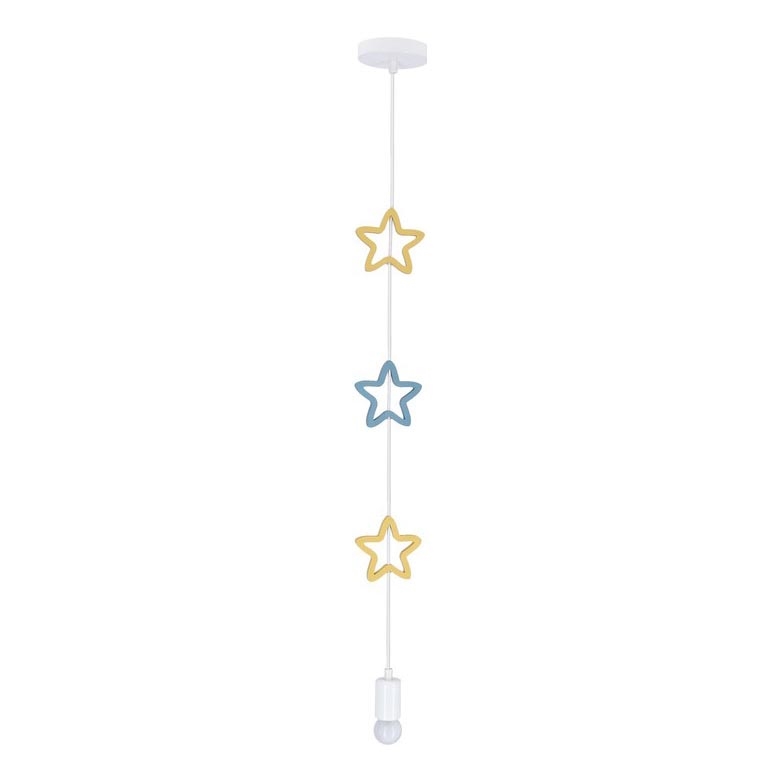 Suspension pour enfant à câble STARS 1xE27/20W/230V jaune/bleu/blanc