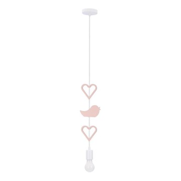 Suspension pour enfant HEART sur câble 1xE27/20W/230V, rose/blanc