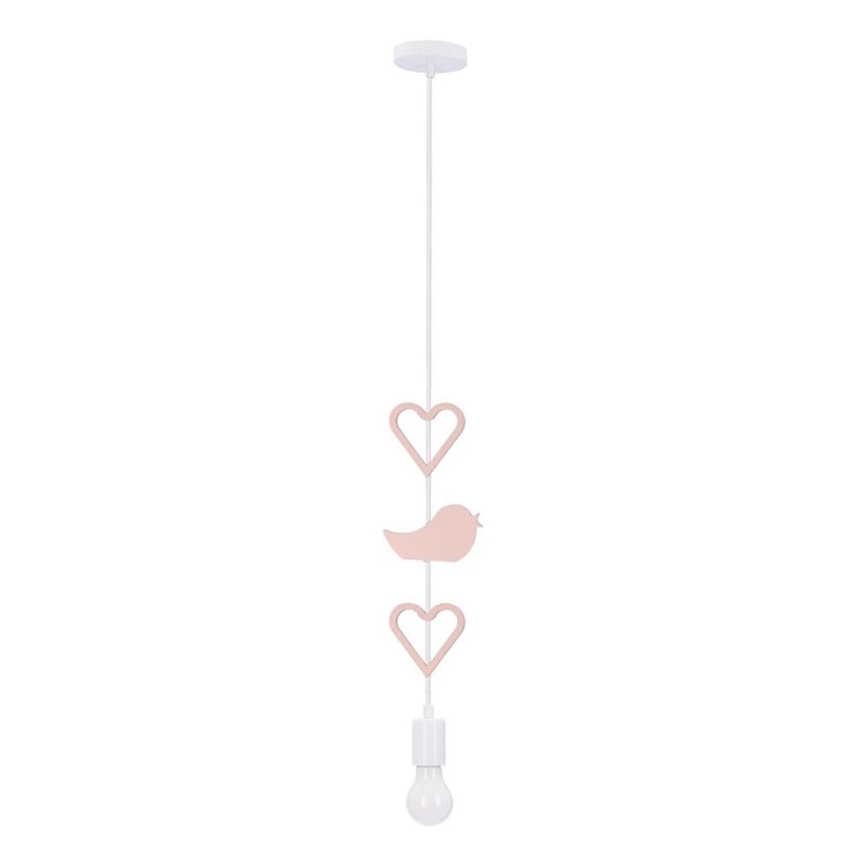Suspension pour enfant HEART sur câble 1xE27/20W/230V, rose/blanc