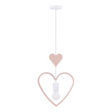 Suspension pour enfant HEART sur câble 1xE27/20W/230V rose/blanc