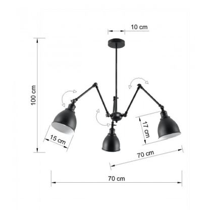 Suspension STARK SHADE 3xE27/60W/230V