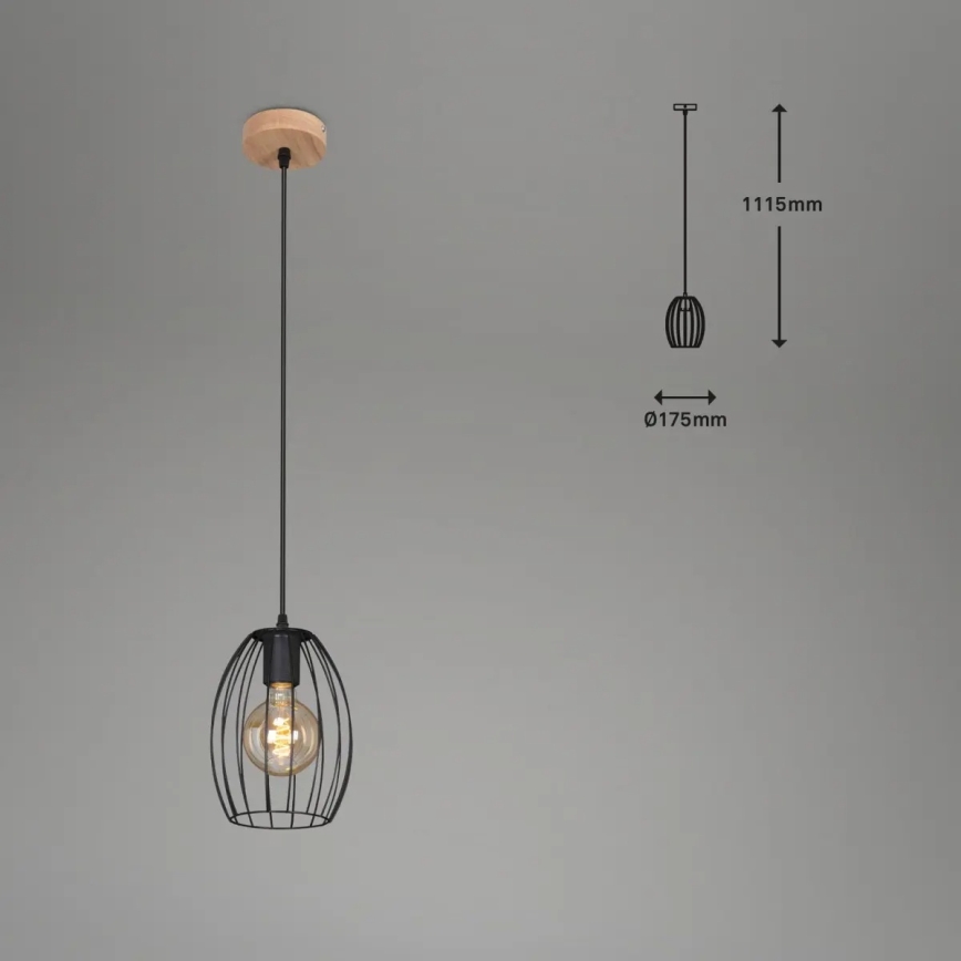 Suspension sur câble 1xE27/60W/230V noir