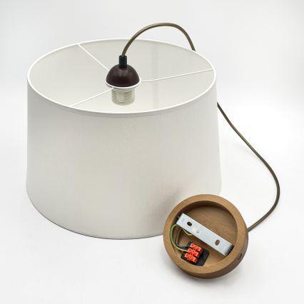 Suspension sur câble AIDA 1xE27/60W/230V Ø 35 cm chêne/marron/blanc
