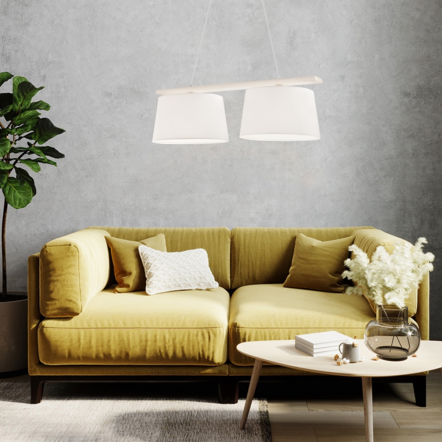 Suspension sur câble AIDA 2xE27/60W/230V Ø 35 cm chêne/blanc