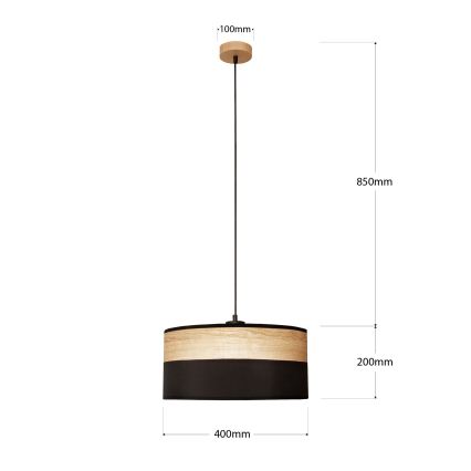 Suspension sur câble ALBA 1xE27/15W/230V Ø 40 cm noir/marron