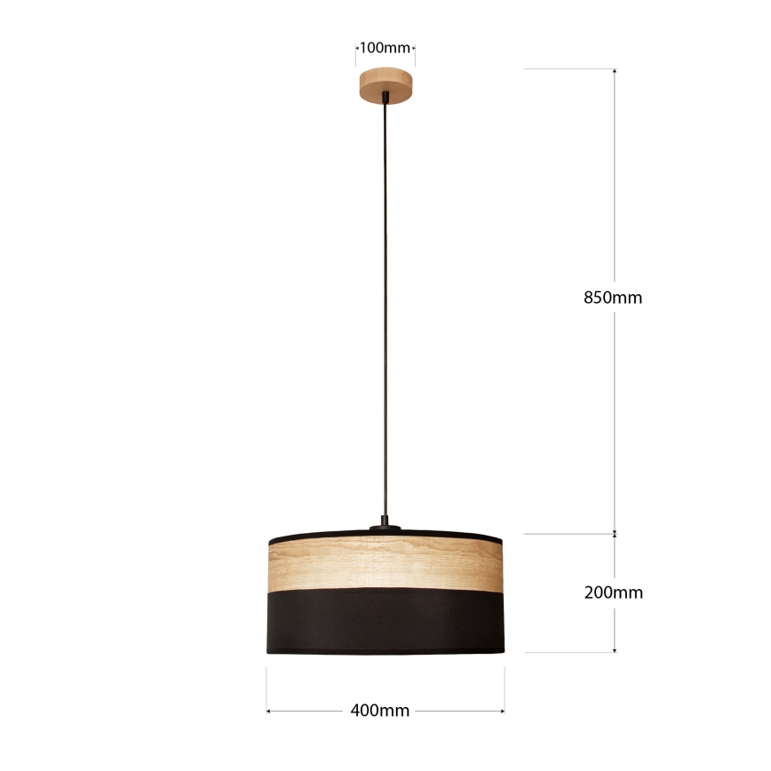 Suspension sur câble ALBA 1xE27/15W/230V Ø 40 cm noir/marron