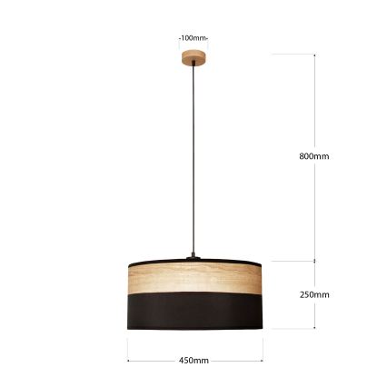 Suspension sur câble ALBA 1xE27/15W/230V Ø 45 cm noir/marron