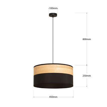 Suspension sur câble ALBA 1xE27/15W/230V Ø 45 cm noir/marron