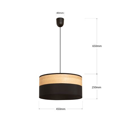 Suspension sur câble ALBA 1xE27/15W/230V Ø 45 cm noir/marron