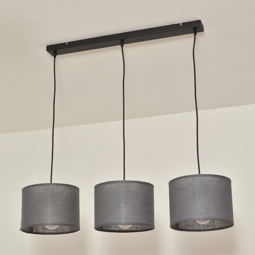 Suspension sur câble ALBA 3xE27/15W/230V grise