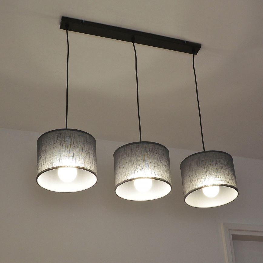 Suspension sur câble ALBA 3xE27/15W/230V grise
