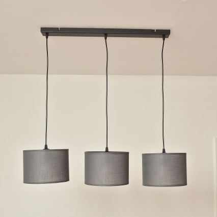 Suspension sur câble ALBA 3xE27/15W/230V grise