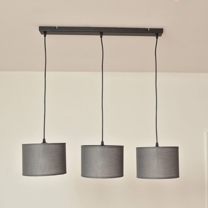 Suspension sur câble ALBA 3xE27/15W/230V grise