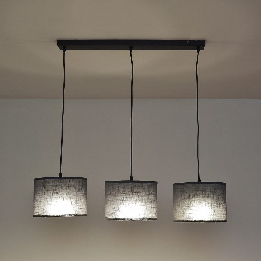 Suspension sur câble ALBA 3xE27/15W/230V grise