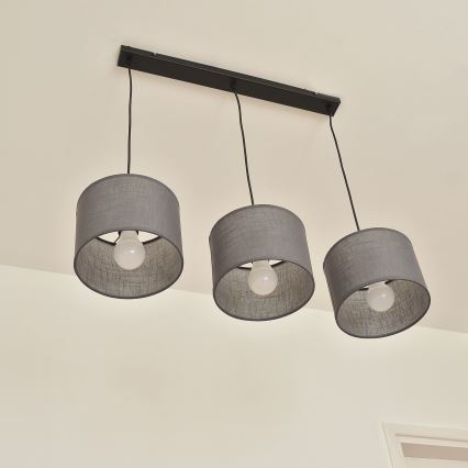 Suspension sur câble ALBA 3xE27/15W/230V grise