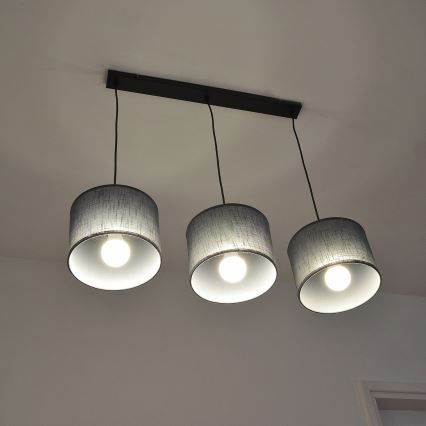 Suspension sur câble ALBA 3xE27/15W/230V grise