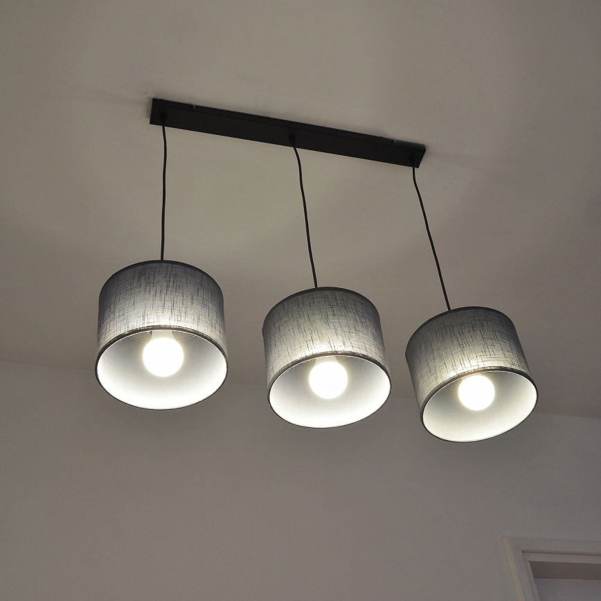 Suspension sur câble ALBA 3xE27/15W/230V grise