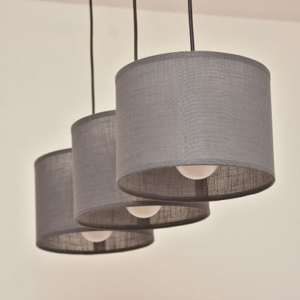 Suspension sur câble ALBA 3xE27/15W/230V grise